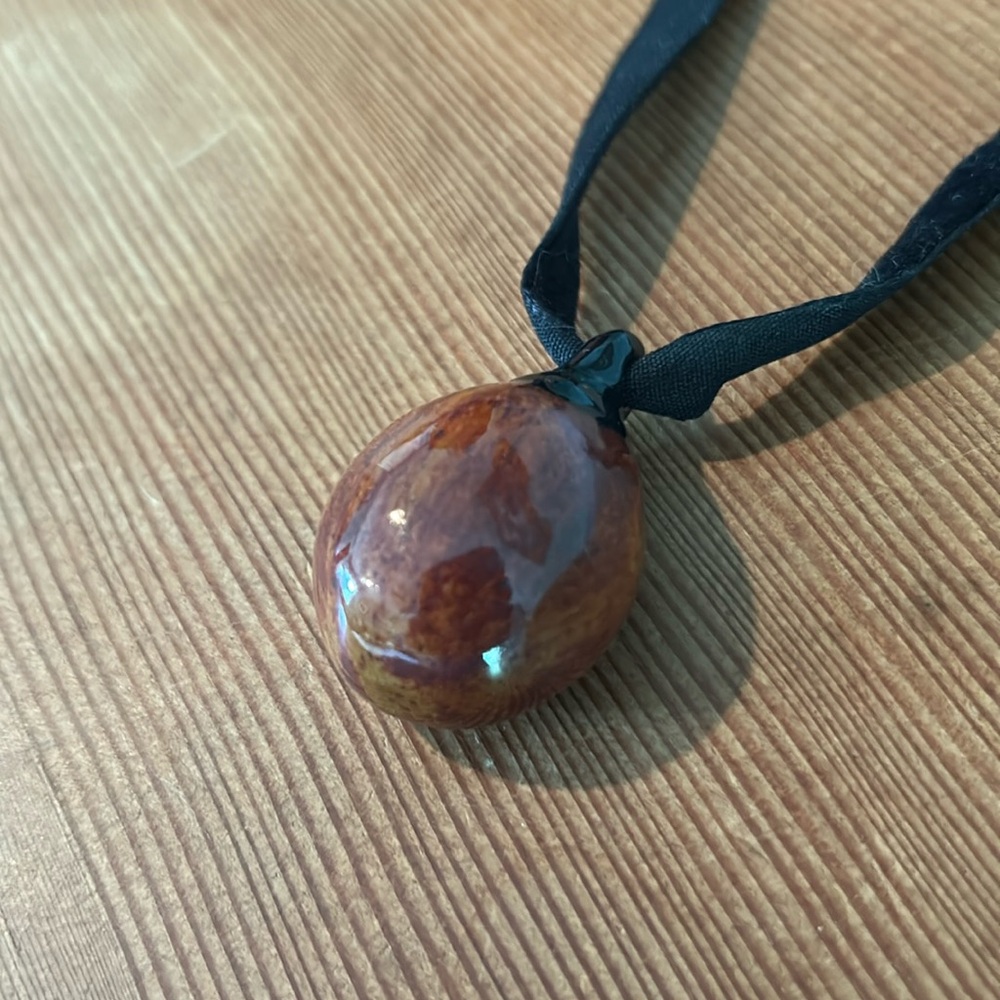 Handmade ceramic bead necklace